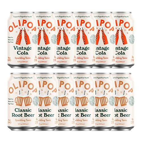 OLIPOP - Old School Classics Variety Pack, Healthy Soda, Prebiotic Soft Drink, Aids Digestive Health, High Fiber, Low Calorie, Low Sugar (12 oz, 12-Pack) | Amazon (US)