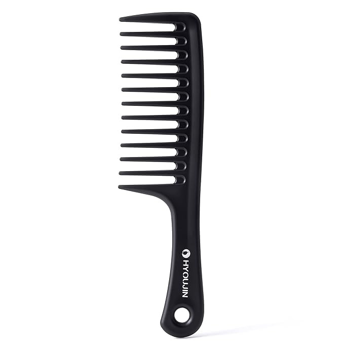HYOUJIN Black Large Wide Tooth Comb Detangler Detangling Paddle Brush, Care Handgrip Comb-Best St... | Amazon (US)