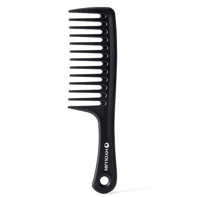 HYOUJIN Black Large Wide Tooth Comb Detangler Detangling Paddle Brush, Care Handgrip Comb-Best St... | Amazon (US)