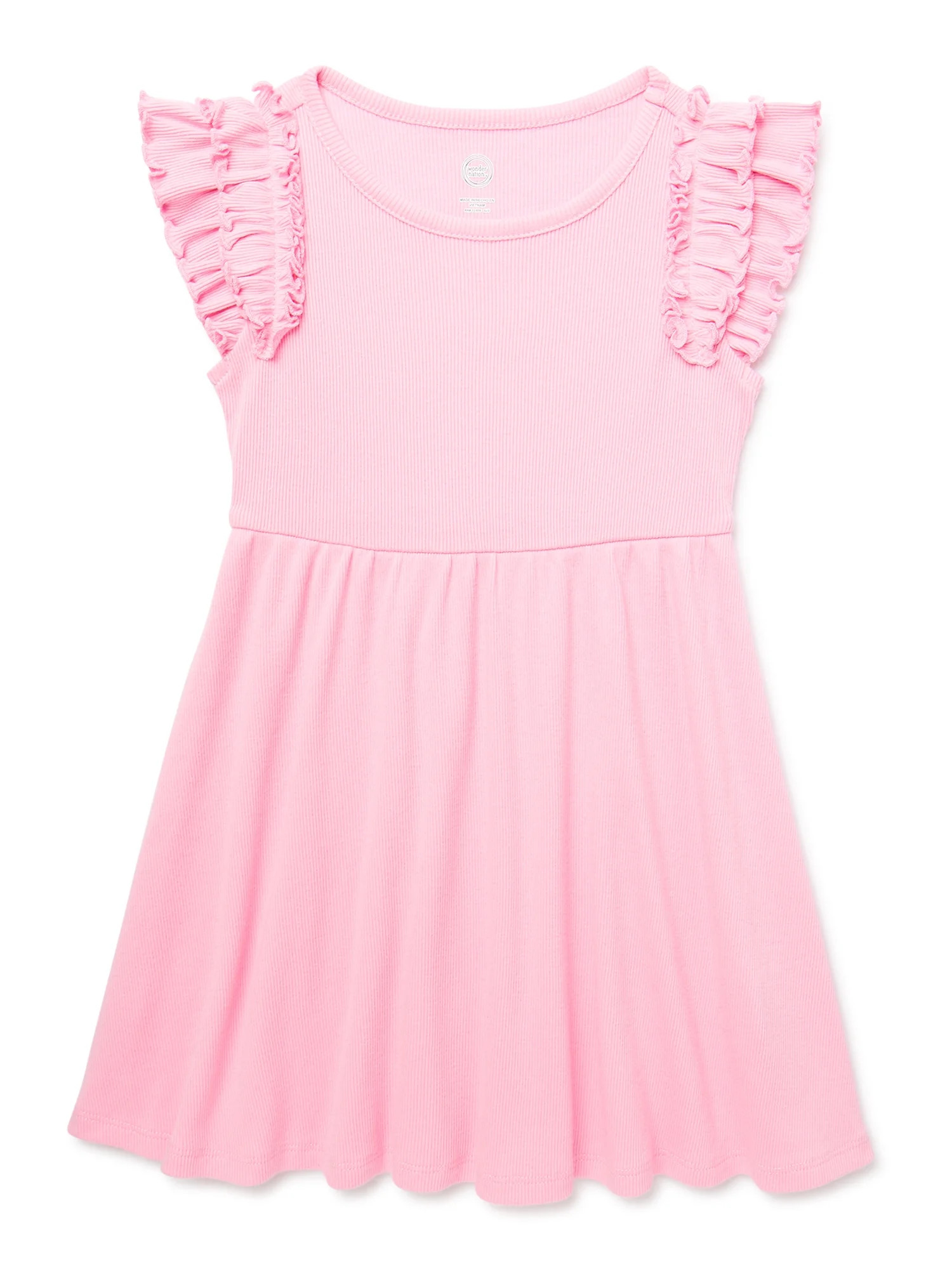 Wonder Nation Toddler Girl Play Dress with Flutter Sleeves, Sizes 12M-5T | Walmart (US)
