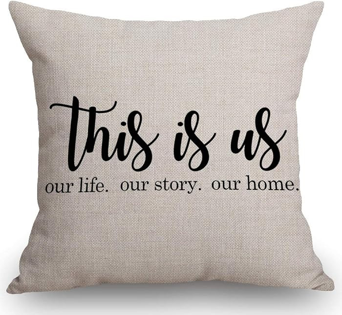 SSOIU Farmhouse Pillow Covers with This is Us Our Life Our Story Our Home Quote 18 x 18 Inch for ... | Amazon (US)