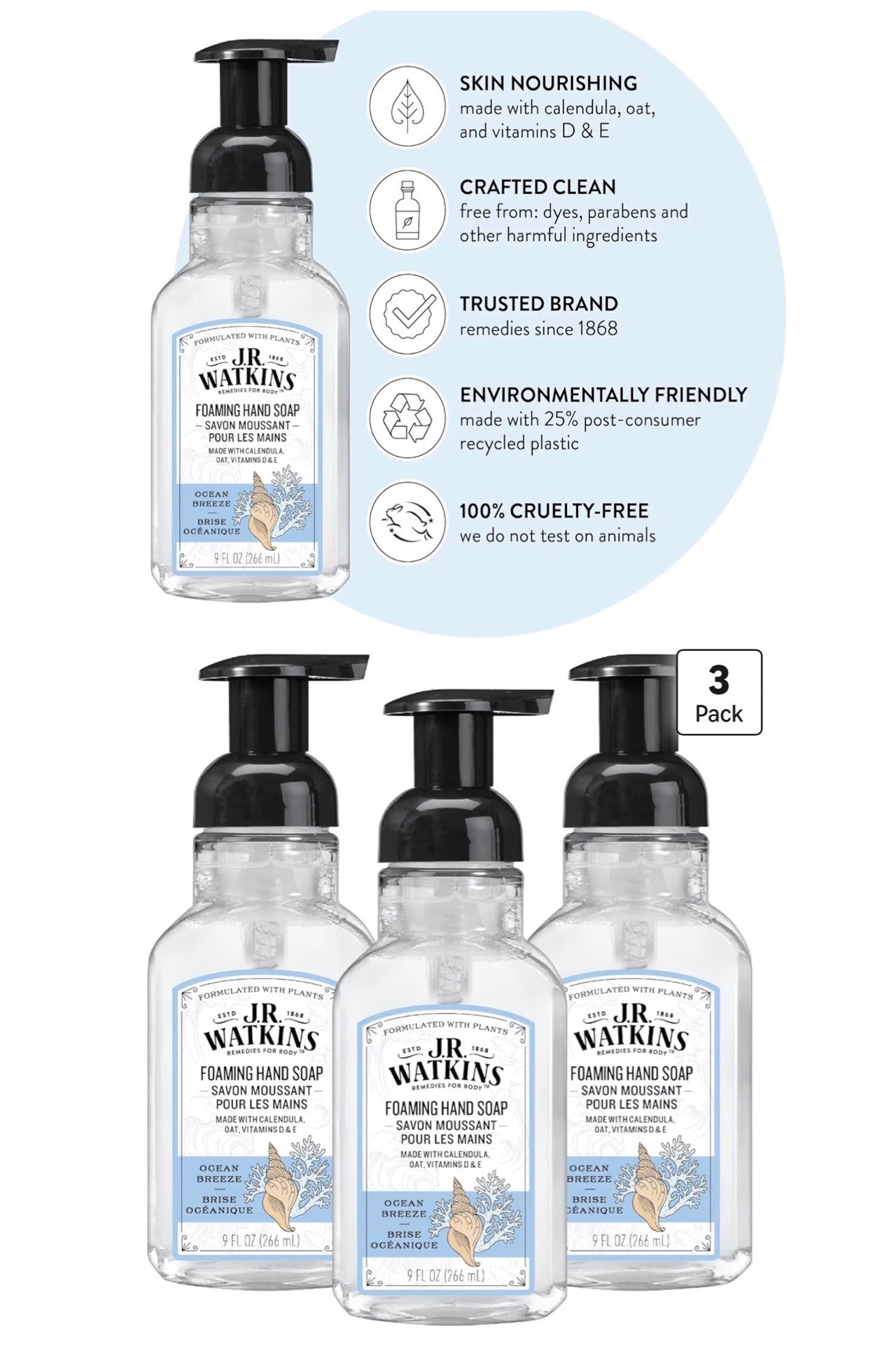 JR Watkins Foam Soap is a favorite in my house since it’s made with all natural ingredients and smells so good!! Amazon has 3 packs of the Ocean Breeze 🌊 scents majorly marked down today! Will go fast at this price - such a lovely, fresh scent that smells so Summery.

#LTKSaleAlert #LTKselfcare #LTKBeauty