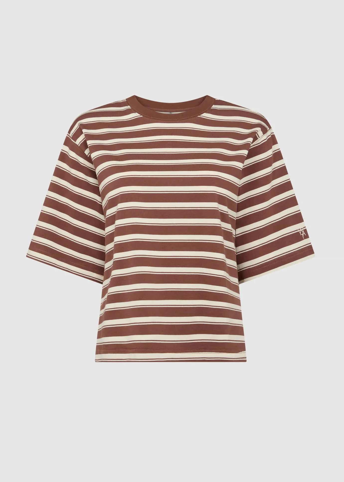 STRIPE BOXY TEE - BROWN | WAT The Brand
