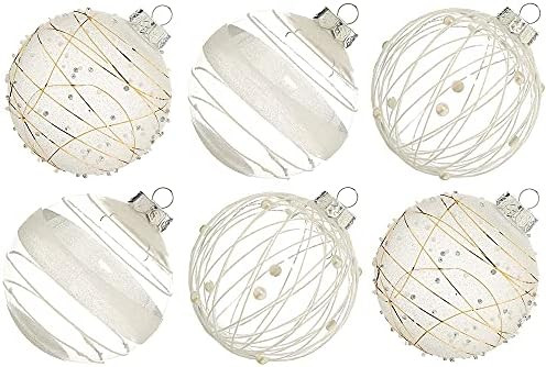 XmasExp Christmas Ball Ornaments Set-70mm/2.76" White Large Shatterproof Clear Glitter Pastic Chr... | Amazon (US)