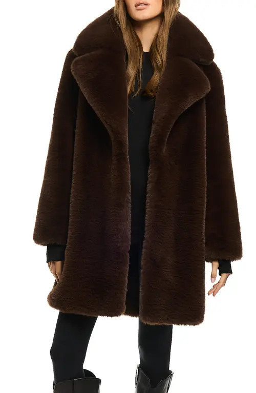 SAM. Marla Faux Fur Coat in Brown at Nordstrom, Size X-Small | Nordstrom