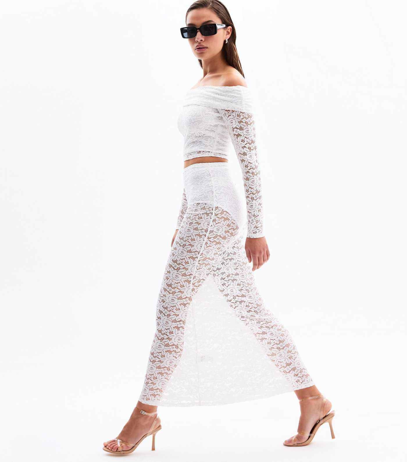 White Lace Fishtail Hem Maxi Skirt | New Look | New Look (UK)