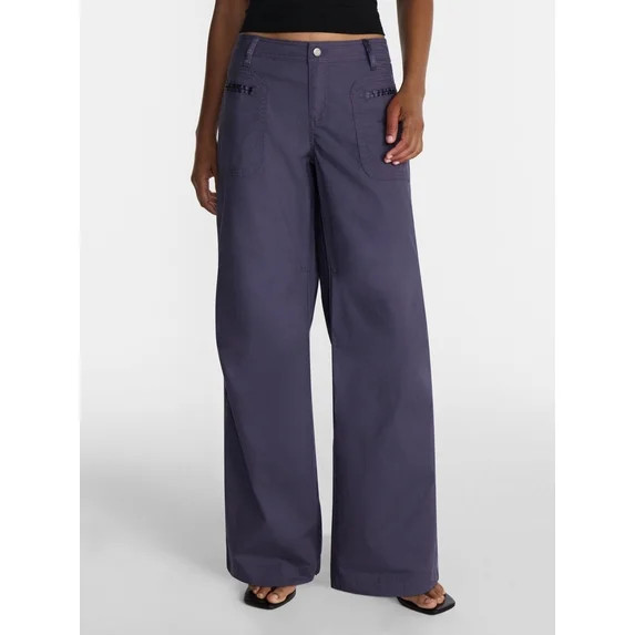 No Boundaries Poplin Cargo Pants, 31.5'' Inseam, Women's XXS-XXL | Walmart (US)