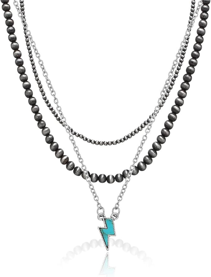 KUSERON Female Navajo Pearl Layered Necklace Faux Navajo Pearl Beaded Necklace Set Western Neckla... | Amazon (US)