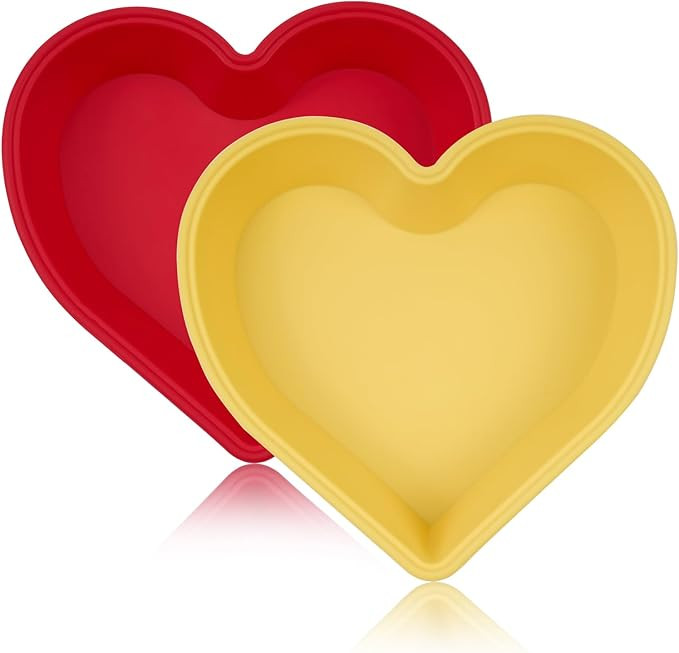 Silicone Heart Shaped Cake Pans 10 Inch 2 Pack | Amazon (US)