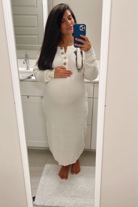 This white long sleeve dress is so pretty during and after pregnancy! 

#LTKhome #LTKstyletip #LTKbump