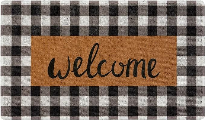 UINI Welcome Mat Outdoor Indoor Door Mats, Heavy Duty Buffalo Plaid Welcome Front Door Mat, Non S... | Amazon (US)