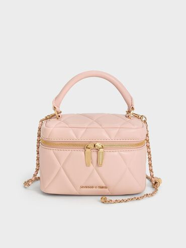 Light Pink Arwen Quilted Top Handle Vanity Bag | CHARLES & KEITH UK | Charles & Keith UK