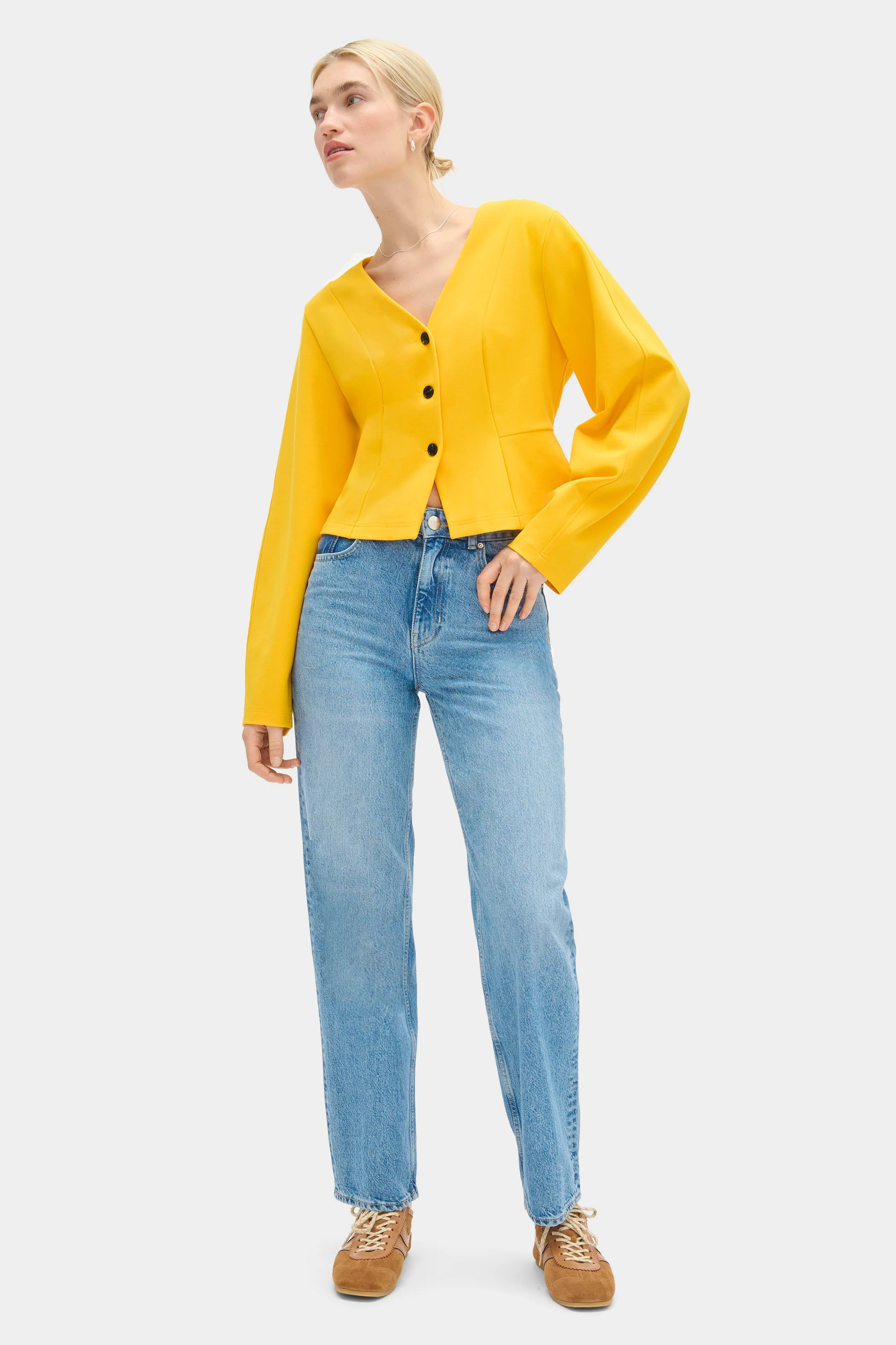 ALIGNE V Neck Pomte Top - Yellow | Doyer | ALIGNE UK & EU