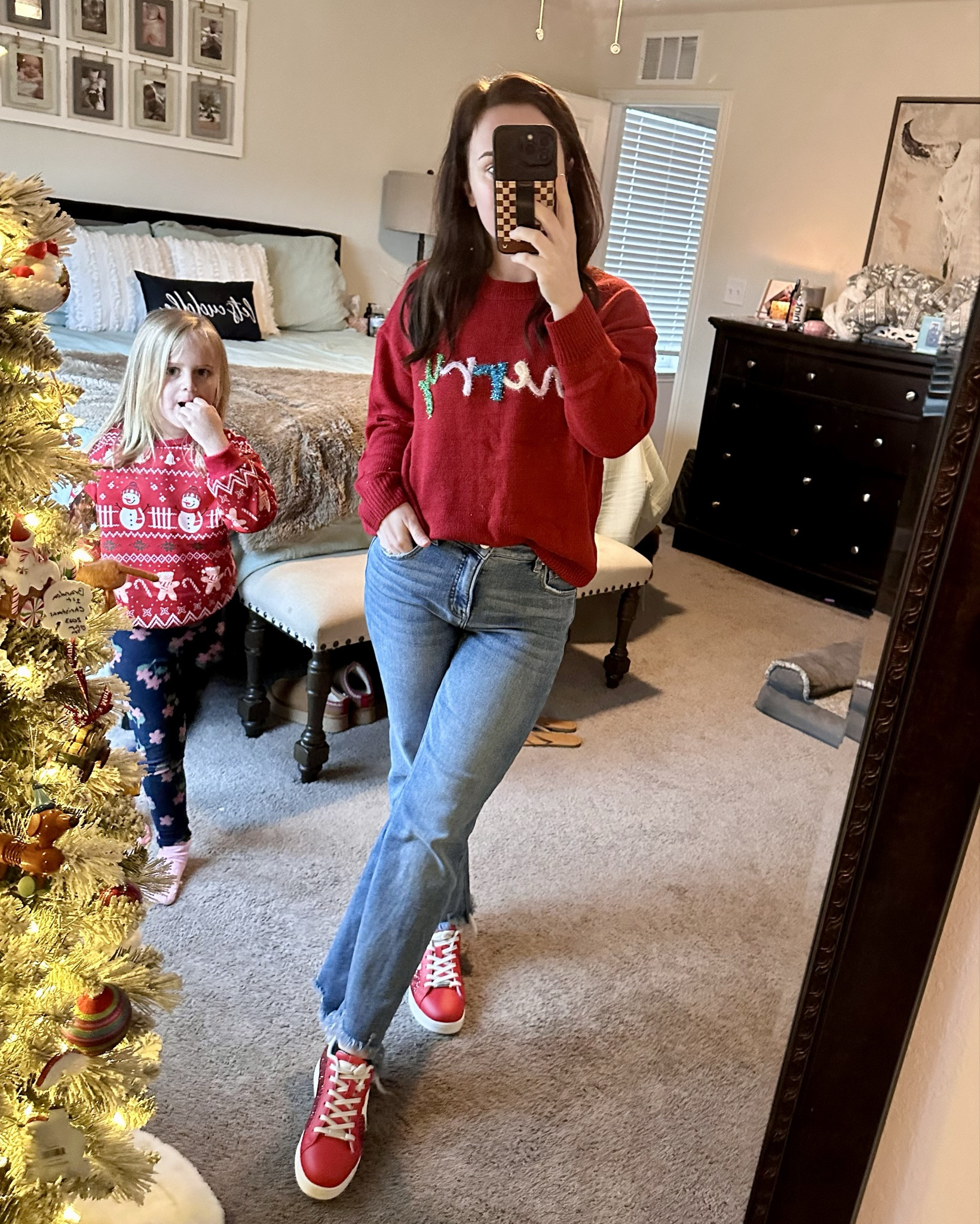 Outfit for pancakes with Santa this morning. These are the cutest Christmas shoes ever and they are such a great price on Amazon!! 

#LTKSeasonal #LTKShoeCrush #LTKHoliday