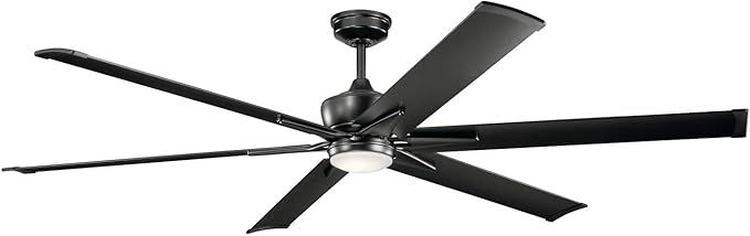 Kichler 300301SBK Szeplo II 80" Outdoor Ceiling Fan with LED Light and Wall Control, Satin Black | Amazon (US)