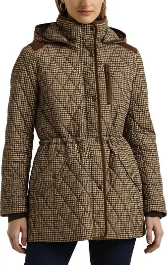 Lauren Ralph Lauren Houndstooth Check Quilted Jacket | Nordstrom | Nordstrom