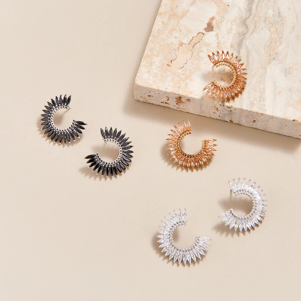 Crystal Madeline Hoop Earrings Champagne | Mignonne Gavigan