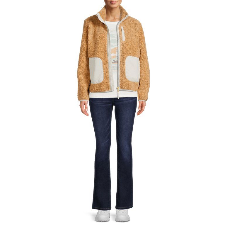 Time and Tru Women’s and Plus Full Zip Faux Sherpa Jacket - Walmart.com | Walmart (US)