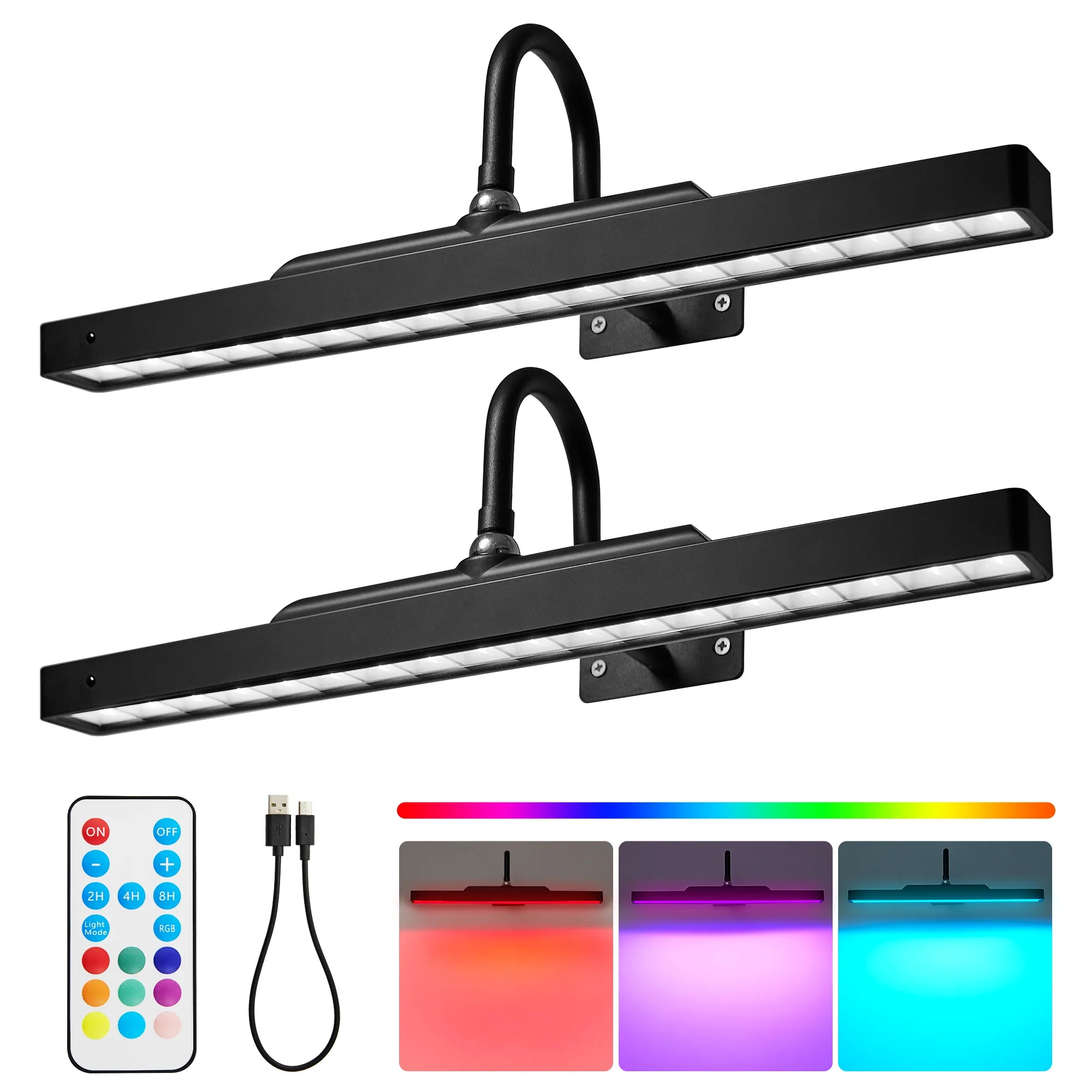 SUNBEAK 2PCS Wireless Picture Light,Dimmable Battery-Operated Art Light with Remote,9 RGB Colors,... | Walmart (US)