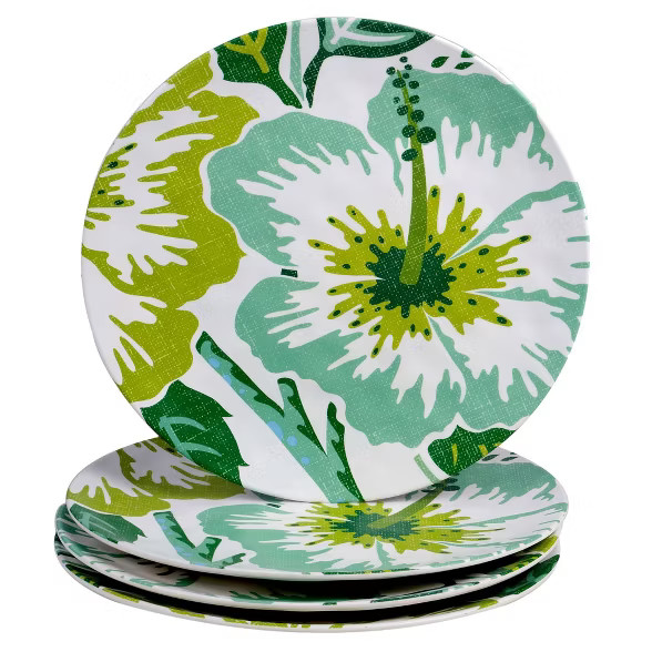 11" 4pk Melamine Tropicali Dinner Plates Green - Certified International | Target