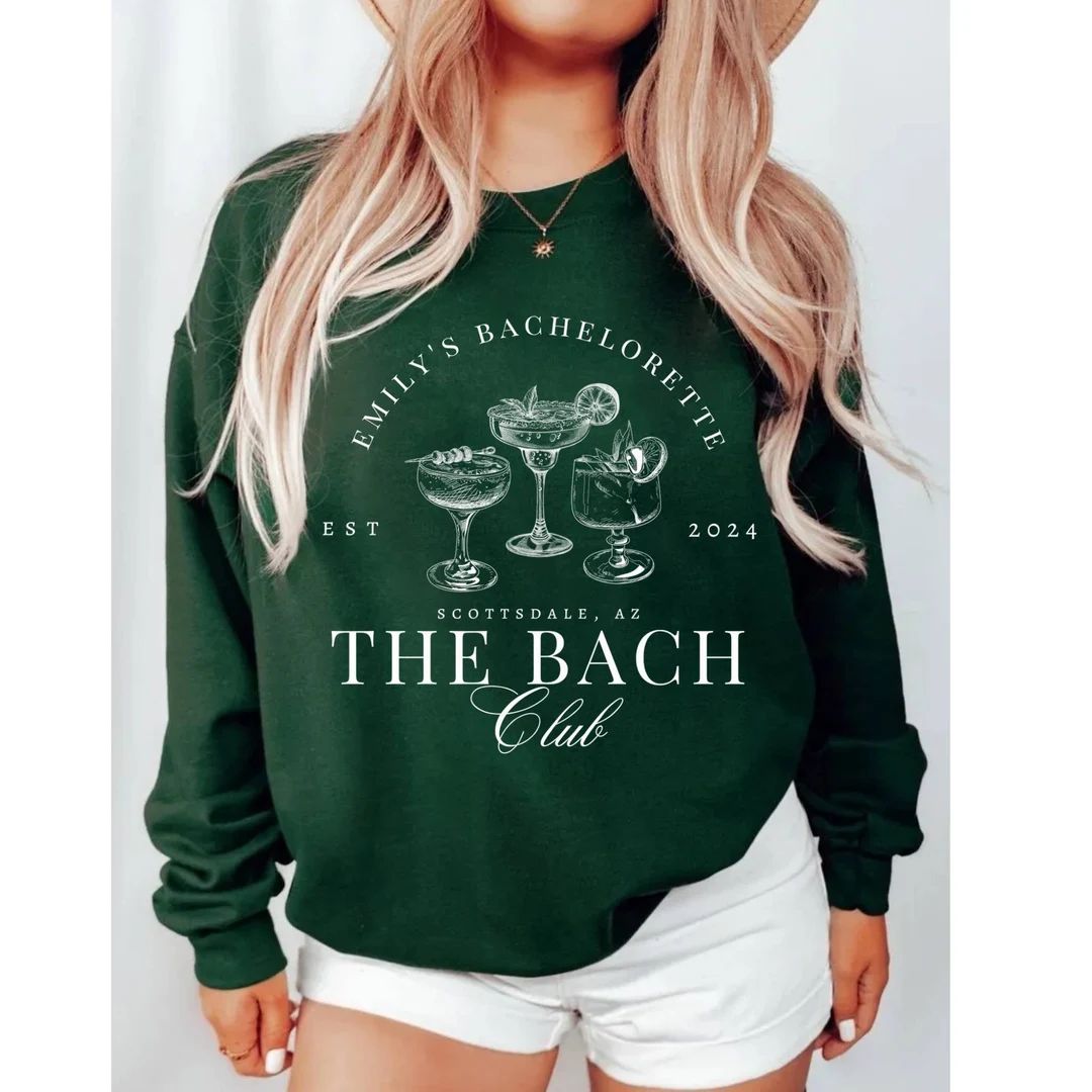 Custom Bachelorette Party Sweatshirts, Custom Bach Club Sweatshirts, Luxury Bachelorette Shirts, ... | Etsy (US)