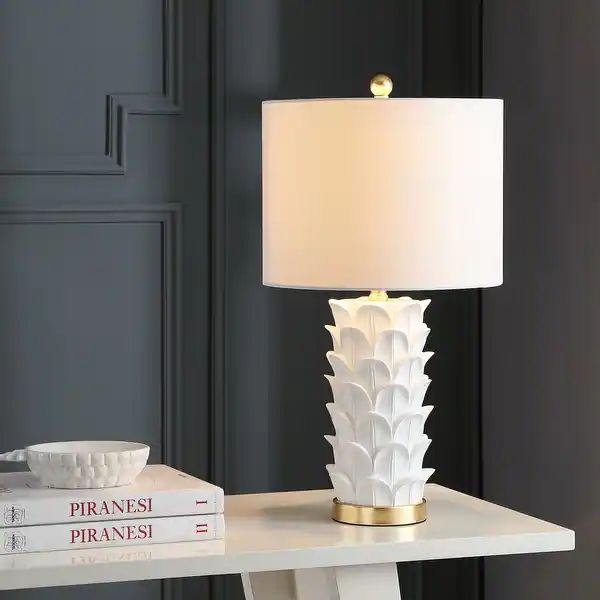 SAFAVIEH Lighting 25-inch Nico White/ Gold LED Table Lamp (Set of 2) - 13"x13"x25" | Bed Bath & Beyond