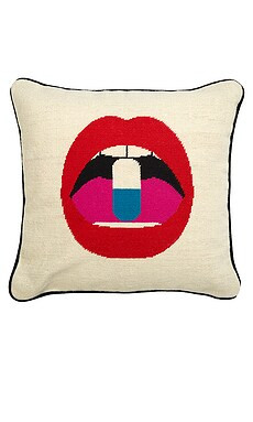Jonathan Adler Lips Full Dose Needlepoint Throw Pillow from Revolve.com | Revolve Clothing (Global)