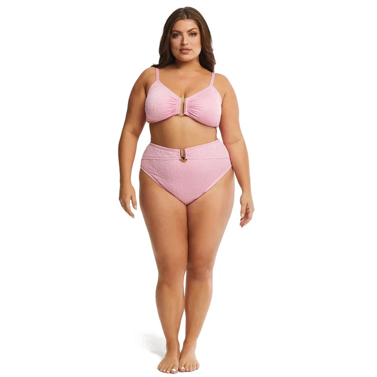 Time and Tru Women's U-Trim High Waist Bikini Swim Bottoms, Sizes S-3X | Walmart (US)