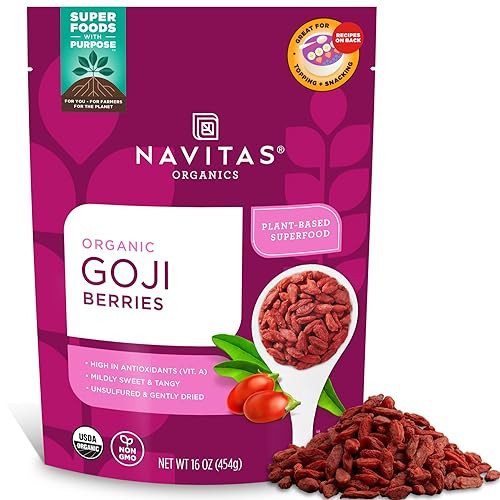 Navitas Organics Goji Berries – For Smoothies, Trail Mix, Baked Goods, Oatmeal & More – Vitamin A, Antioxidants, Fiber – Wolfberry - USDA Organic, Non GMO, Gluten Free, Vegan (16oz. Bag, 15 Servings) | Amazon (US)