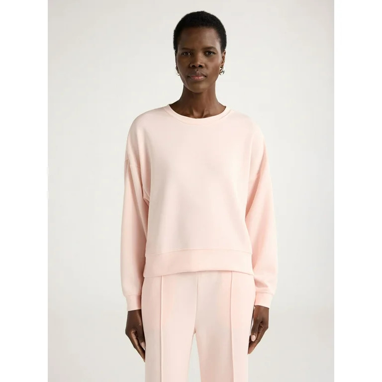 Scoop Women's and Women's Plus Ultimate ScubaKnit Cropped Sweatshirt with Drop Sleeves, Size XS-4... | Walmart (US)