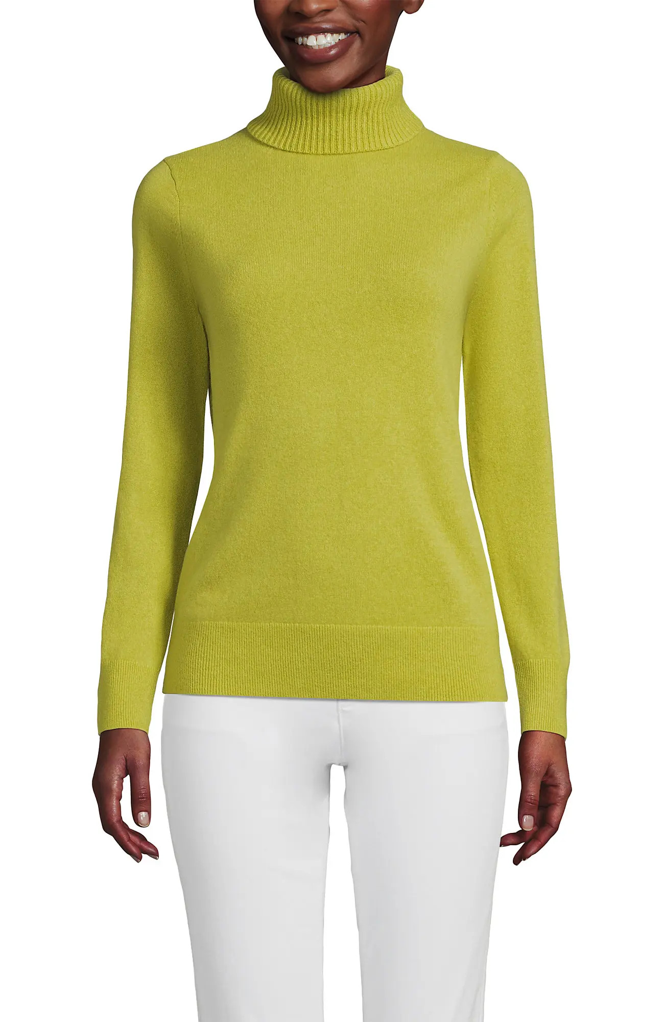 Lands' End Cashmere Turtleneck Sweater in Dark Pine Green at Nordstrom, Size Small | Nordstrom