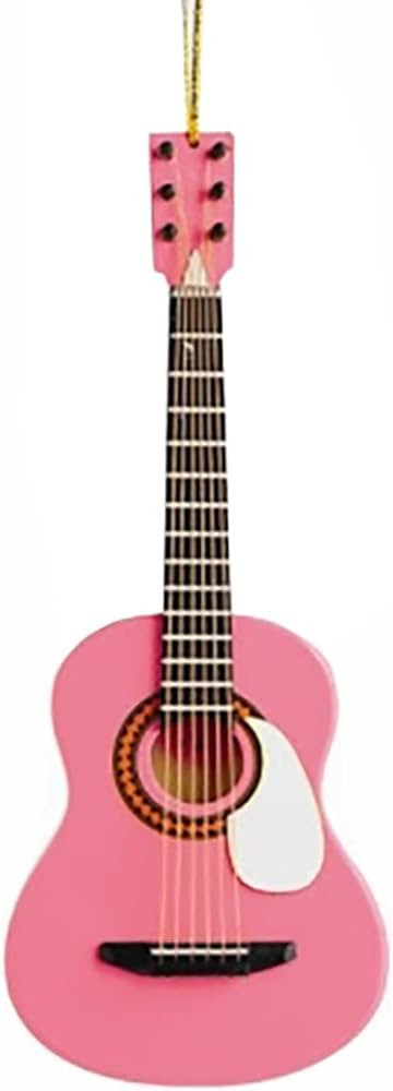 Broadway Gift String Guitar Pink 5.8 inch Wood Hanging Christmas Ornament Decoration | Amazon (US)