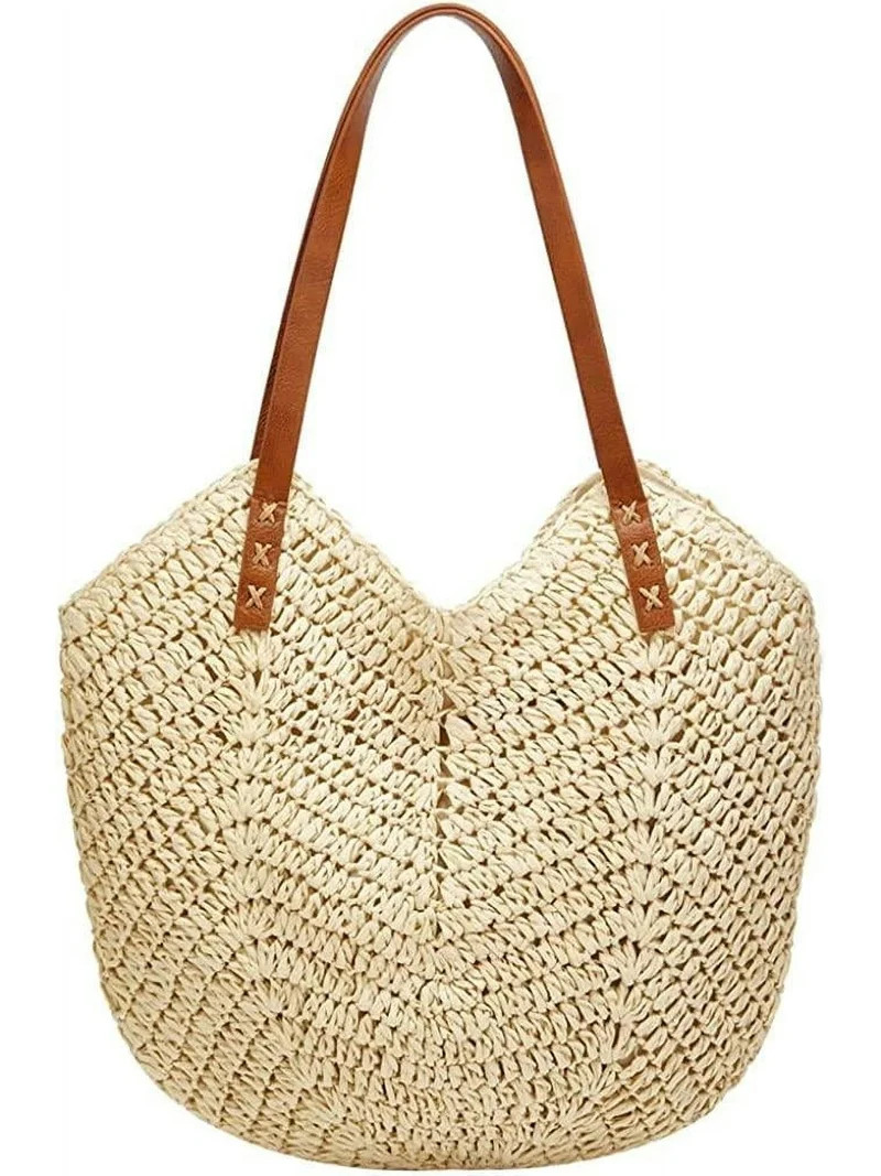 Straw Bags for Women - Summer Beach Woven Tote Hobo Handbag Casual Straw Shoulder Bags for Travel... | Walmart (US)