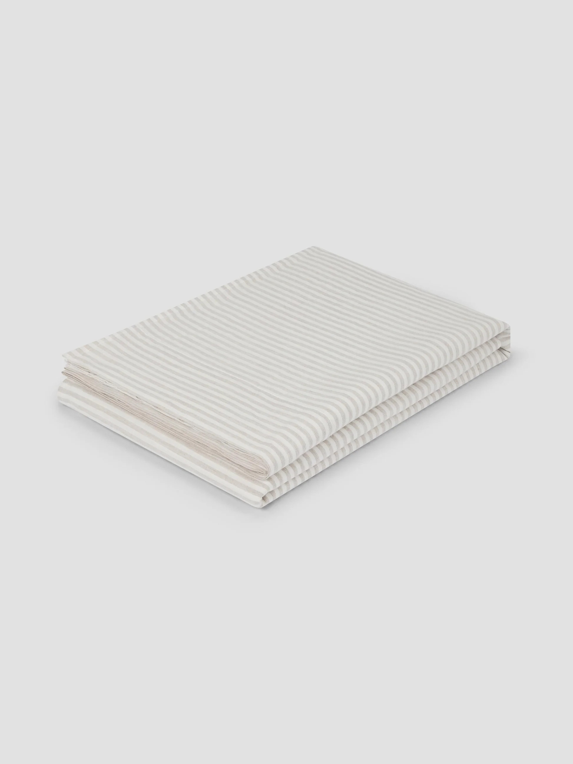 Oatmeal Stripe 100% Linen Flat Sheet | Piglet