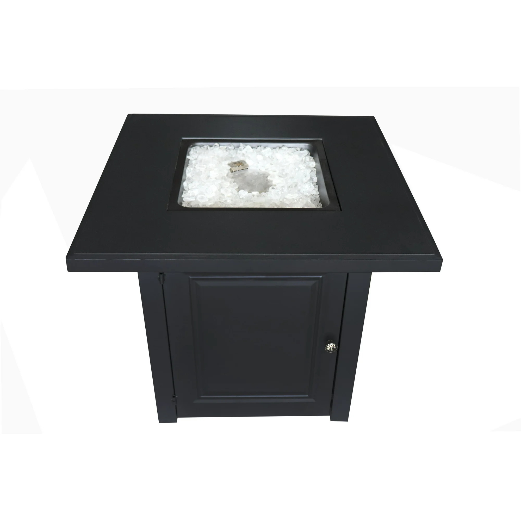 28" Matte Black Propane Fire Pit Table with Free Arctic Ice Glass, Lid, and Cover | Walmart (US)