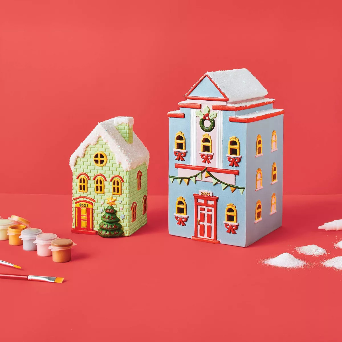 Holiday Craft 2ct Paint-Your-Own Ceramic Christmas Village - Mondo Llama™ | Target