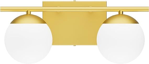 Ralbay Gold Bathroom Vanity Light 2-Lights Milky Glass Ball Mid Century Modern Vanity Lights Gold... | Amazon (US)