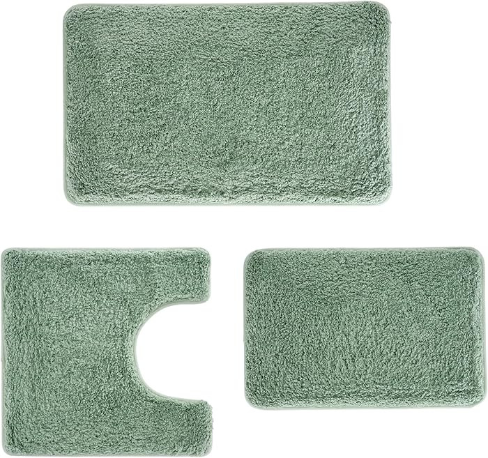 3 Pieces Luxury Bathroom Rug Set with U-Shaped Toilet Rug, Non-Slip Rubber Bottom, Thick Microfib... | Amazon (US)