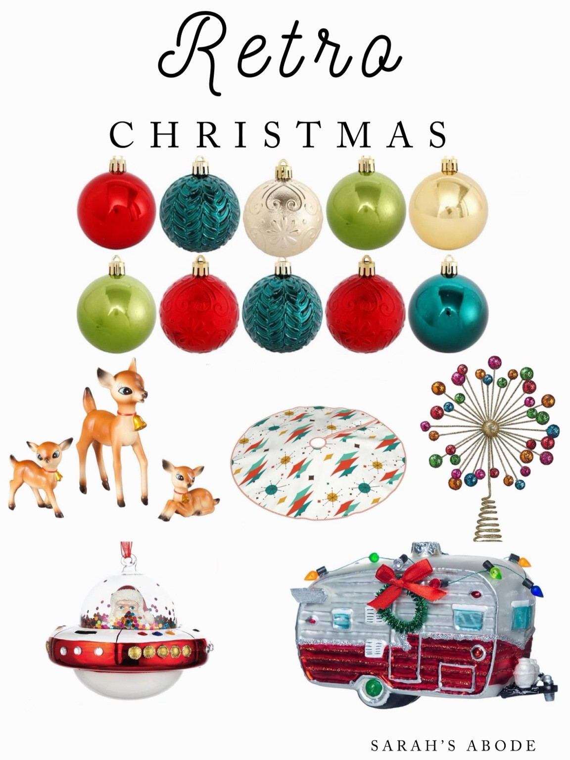 RETRO Christmas  with a Mid Century feel! 

Starburst. Vintage camper. UFO. Reto tree skirt. Vintage deer. Retro reindeer. #amazonfinds

#LTKHome #LTKHoliday #LTKSaleAlert