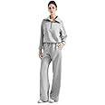 SUUKSESS Women 2 Piece Lounge Matching Set Wide Leg Sweatpant Half Zip Sweatshirt | Amazon (US)