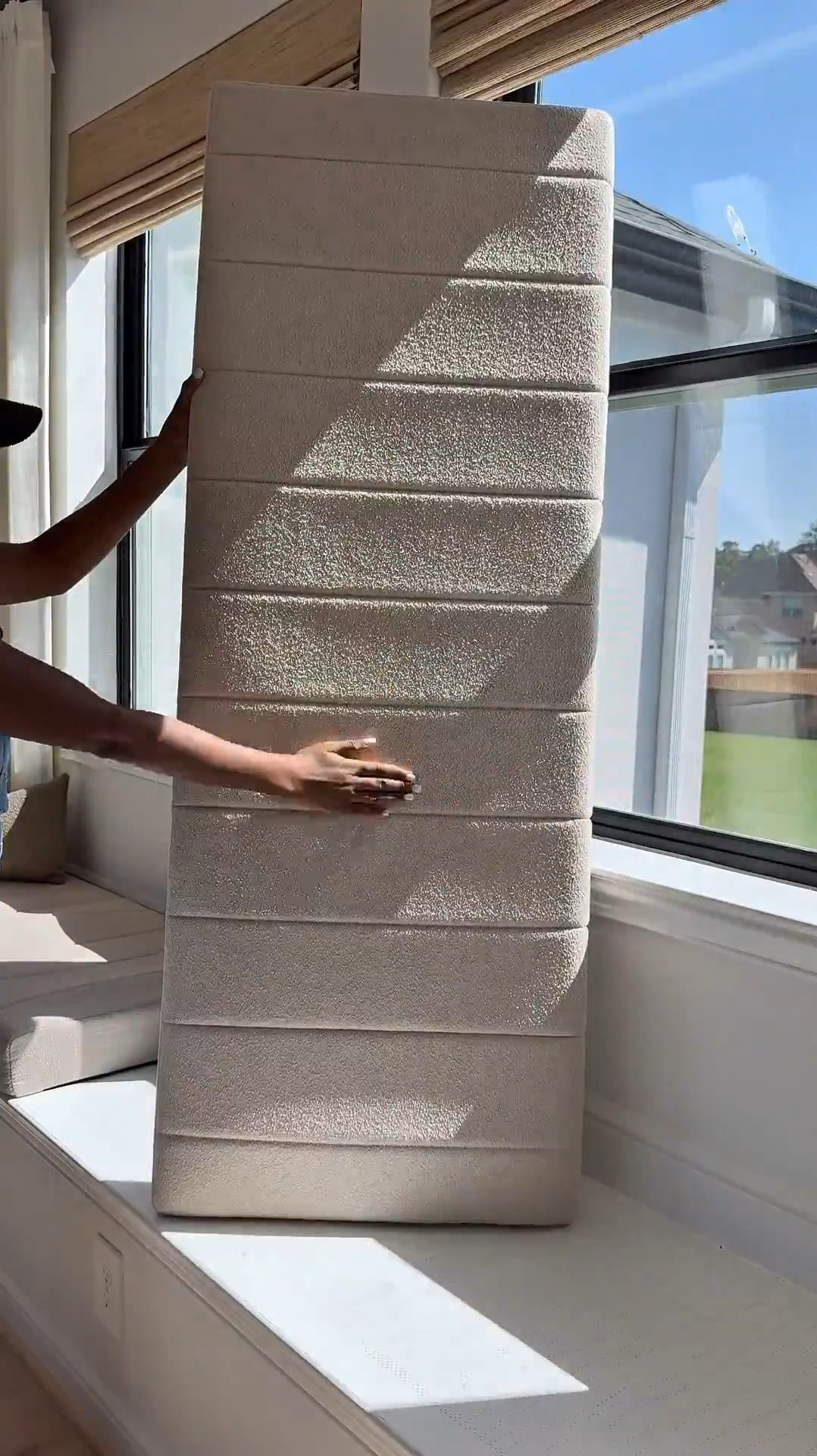 Total game changer! 🙌 These waterproof cushions are fully customizable—even down to the thickness. Choose from 12 colors, 2 shapes, 6 thicknesses, and 99+ sizes to get the perfect fit for your space.

✨ My design picks:
	•	Cushion: 4.5” thickness, Beige 2
	•	Blinds: Color #Ln36 Beige, Inside Mount, 100% Blackout White Liner, No Edge Binding
	•	Curtains: Natural, 40W x 84L

Create your perfect combo and style your space your way! ✨
👉 Tap the link to shop and customize yours today!