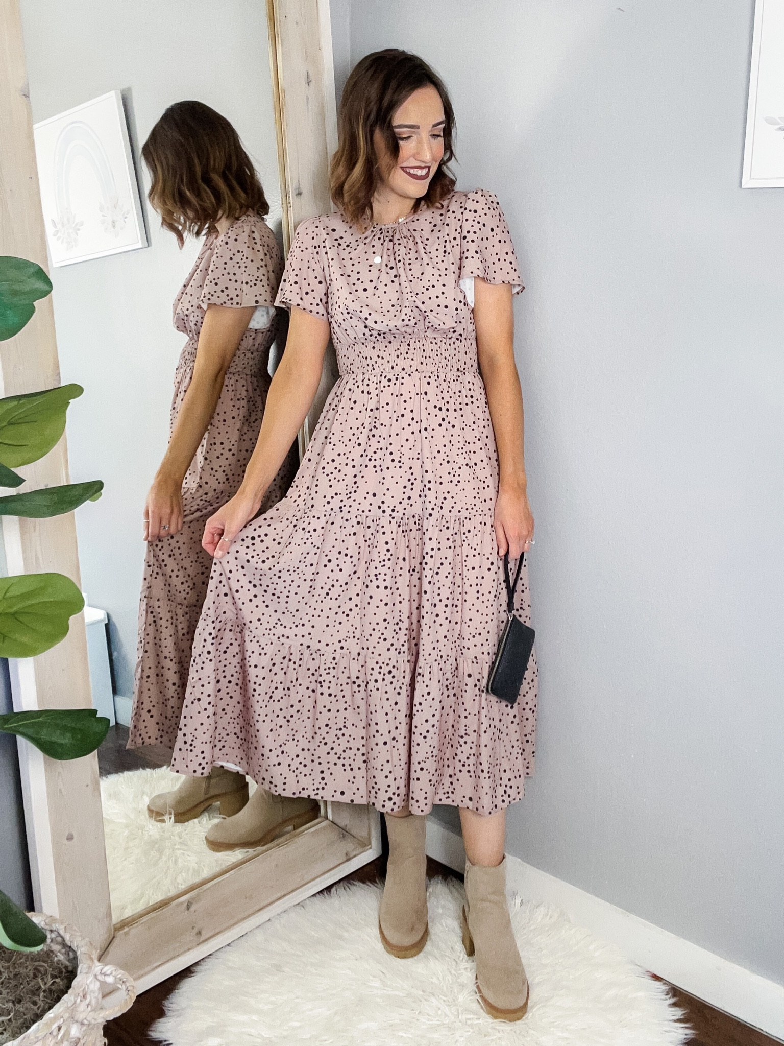 Neutral dress Shein - TTS
*I wear a slip under my dresses-linked
Neutral booties Target - TTS
Coach wristlet purse
Amazon jewelry 

Modest dress, spotted dress, maxi dress, tan dress, teacher outfits, church dress, wedding guest dress

#LTKunder50 #LTKstyletip #LTKwedding