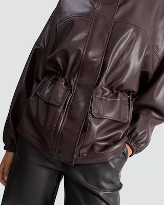 F&F Faux Leather High Neck Jacket in Brown | Tesco F&F
