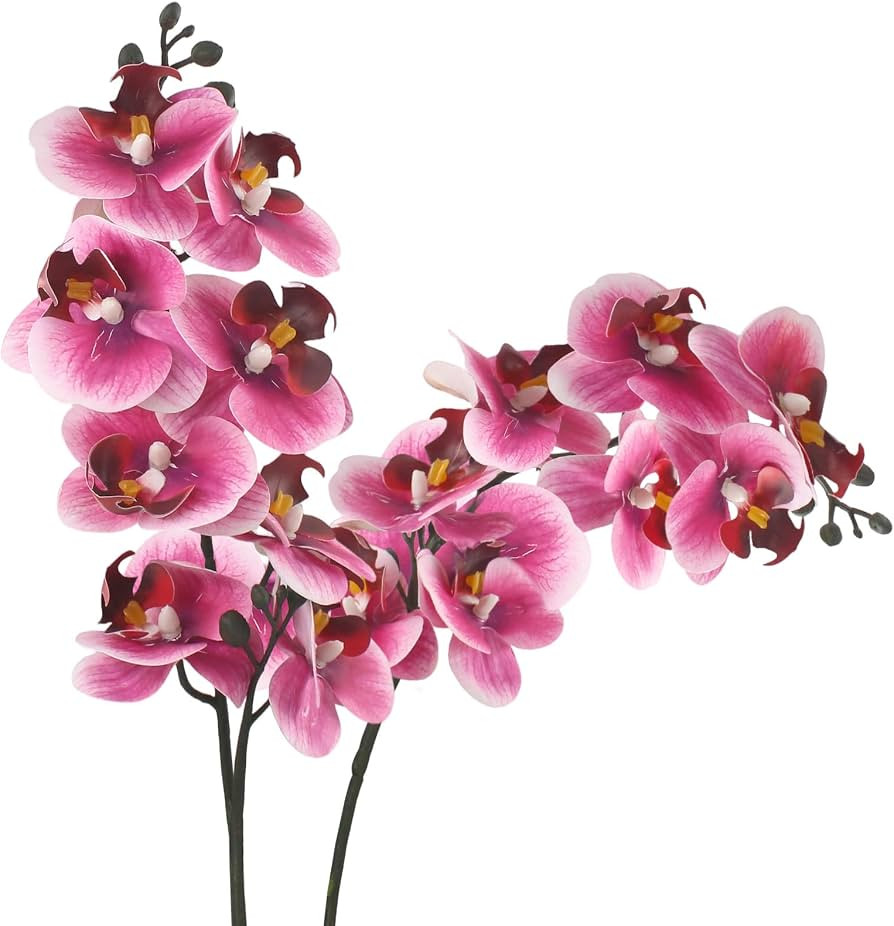2Pcs Artificial Orchid Faux Phalaenopsis Fake Flowers Stem Real Touch for Home Decor Wedding Part... | Amazon (US)