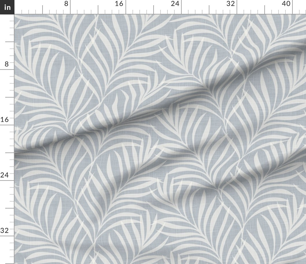 Minimal Palm Leaf - Coastal Scandi Accent Wall - Soft Blue Linen Fabric | Spoonflower | Spoonflower