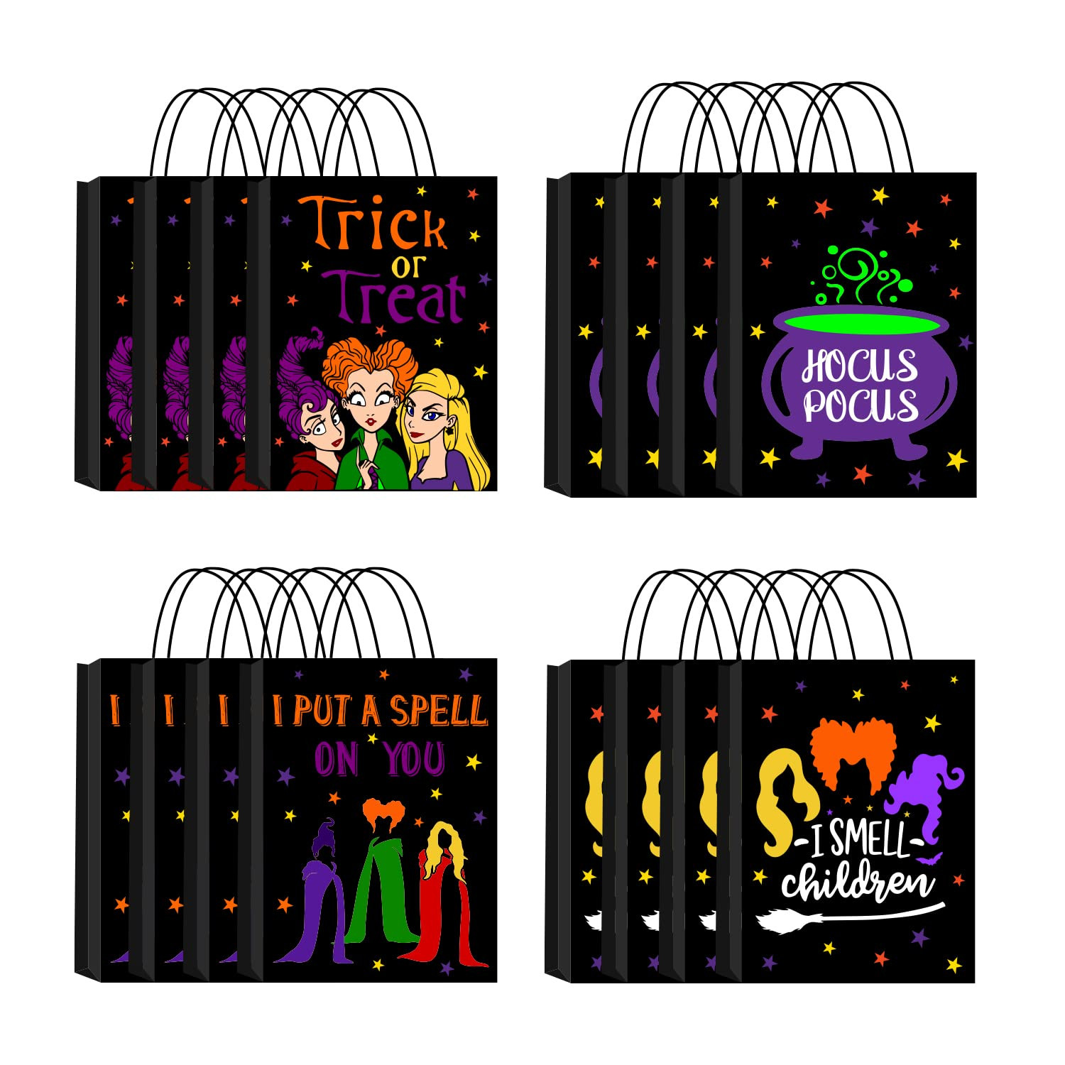 16Pcs Hocus Pocus Party Supplies Gift Paper Bags, 4 Styles Party Favor Bags with Handles for Hocu... | Amazon (US)