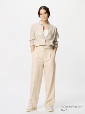 WOMEN'S PLEATED WIDE PANTS (SINGLE TUCK) | UNIQLO AU | Uniqlo Australia