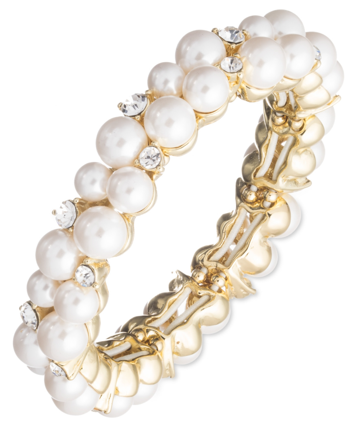 Anne Klein Pearl Cluster Stretch Bracelet - Gold | Macy's