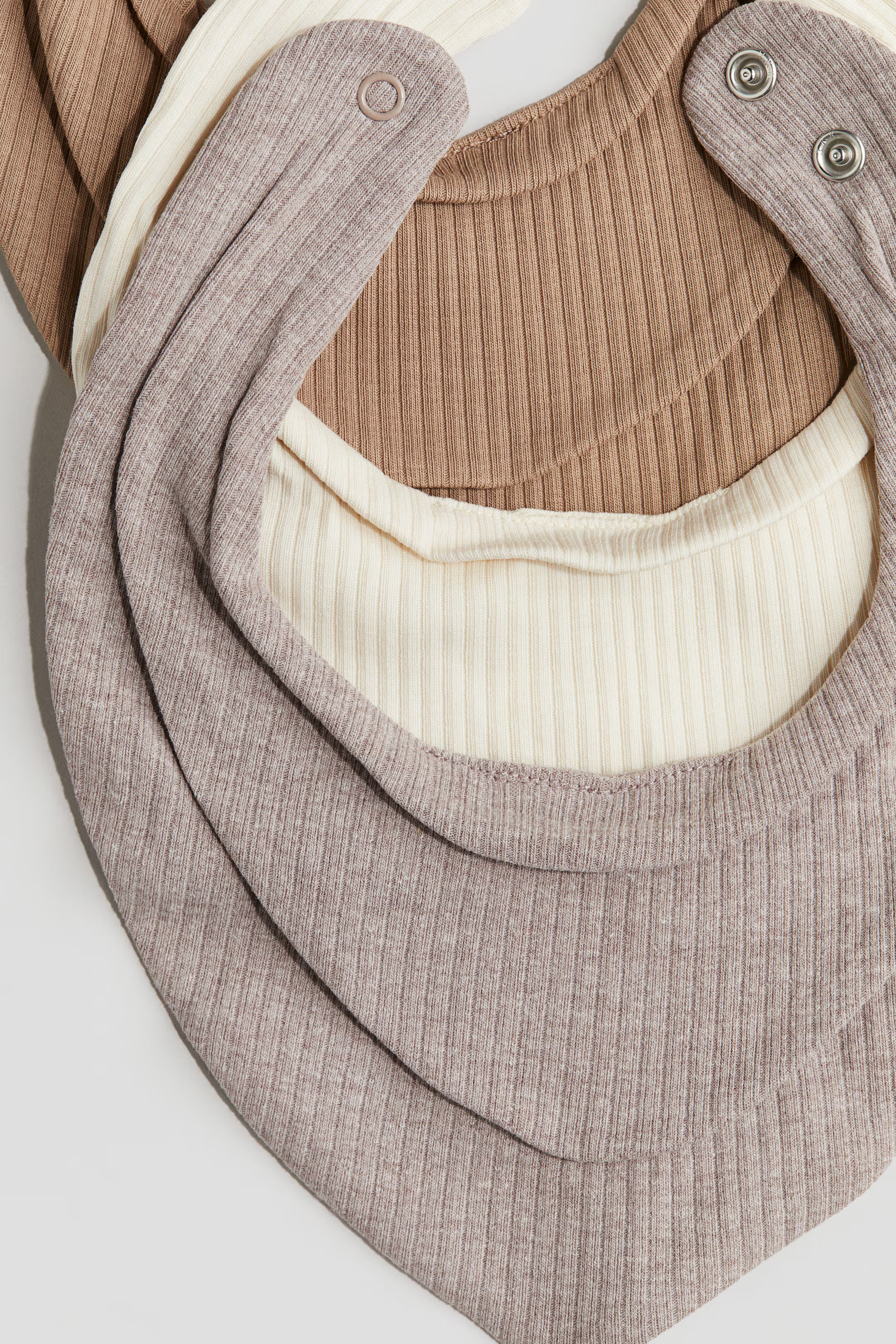 3-pack Ribbed Triangular Scarves - Natural white/taupe melange - Kids | H&M US | H&M (US + CA)