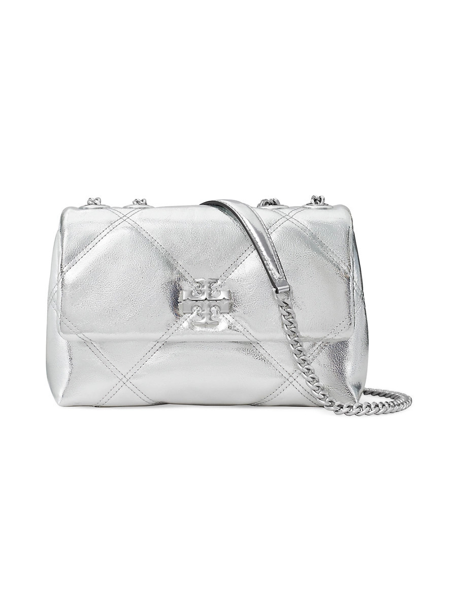 Women's Small Kira Diamond Metallic Leather Shoulder Bag - Silver | Saks Fifth Avenue